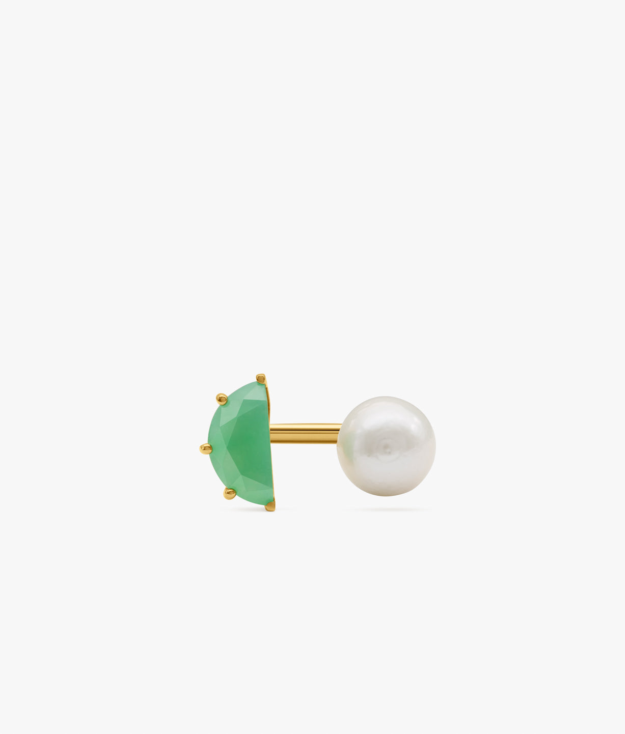 Half Cut Chalcedony and Pearl Ring