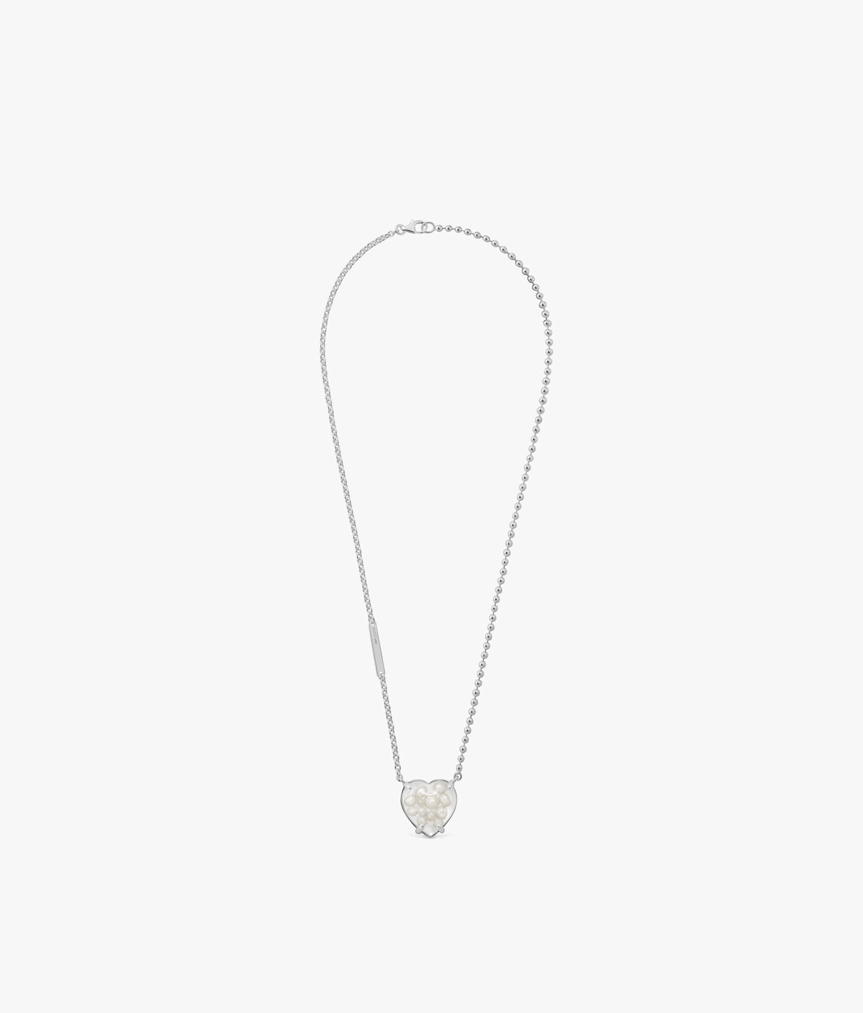 COLLAR DE CORAZÓN DE PERLAS ENCAPSULADAS EN PLATA DE LEY