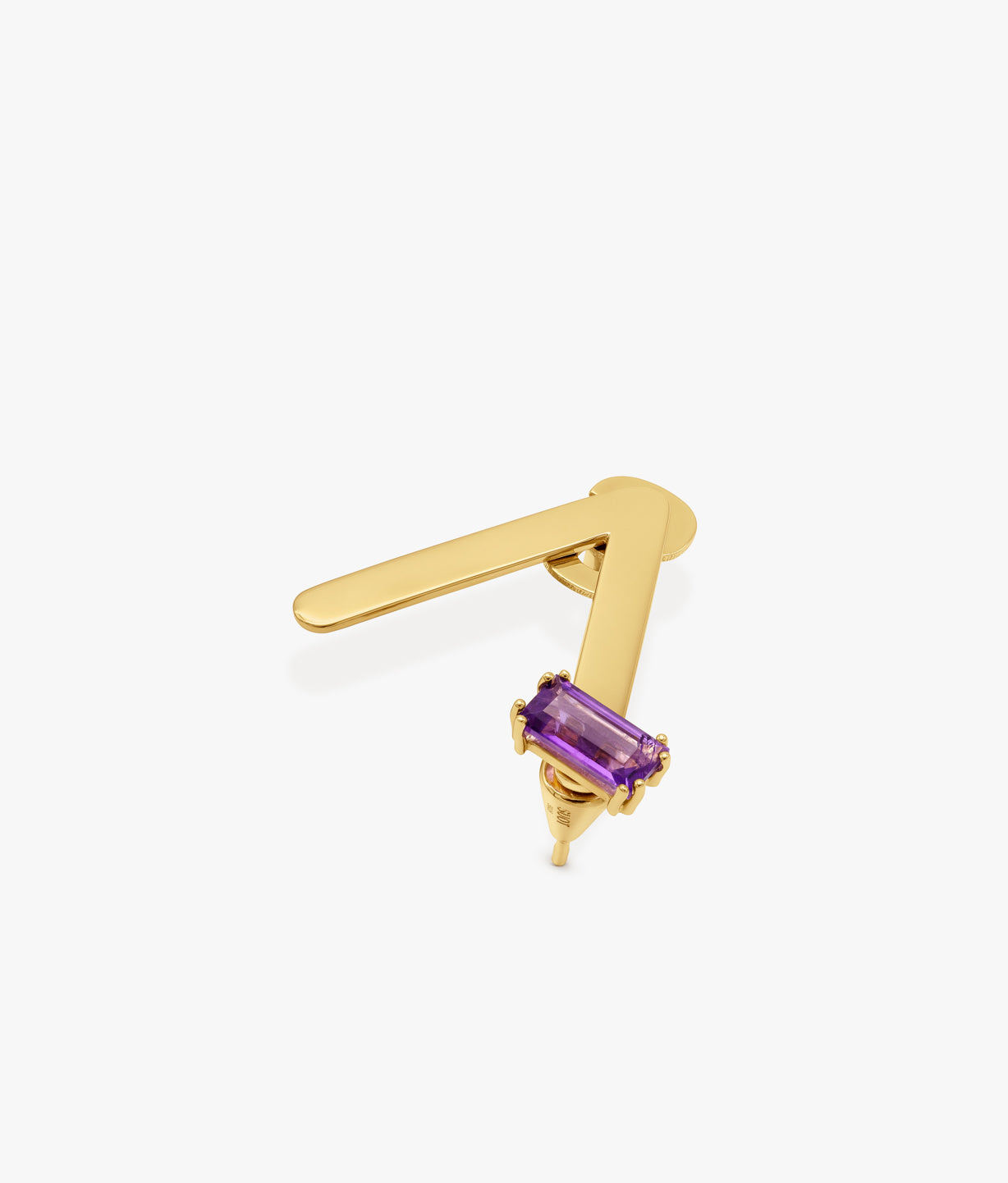 Gold Plated Silver Large V Amethyst earring