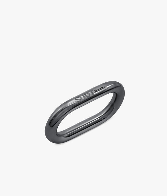 RUTHENIUM PLATED SILVER DOUBLE RING
