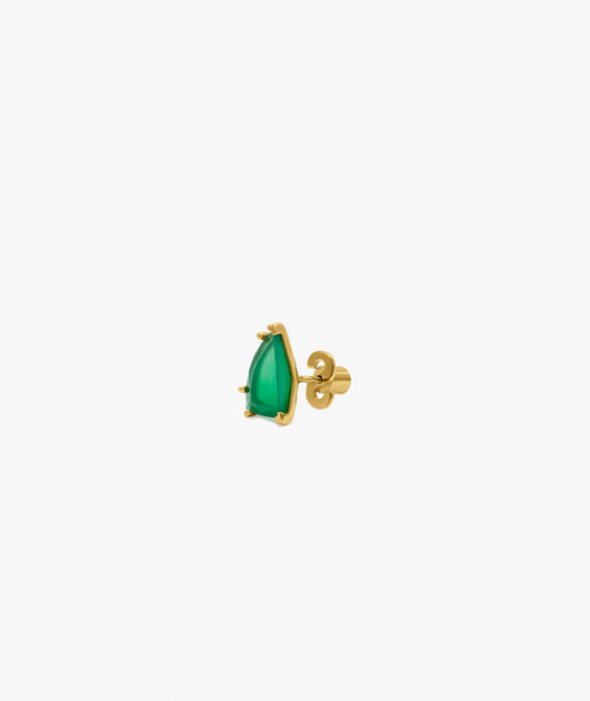 Pendiente de calcedonia verde vibrante Half Cut