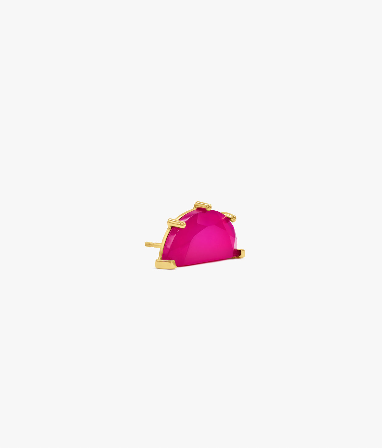 Half Cut Vibrant Large Pink Chalcedony Earring