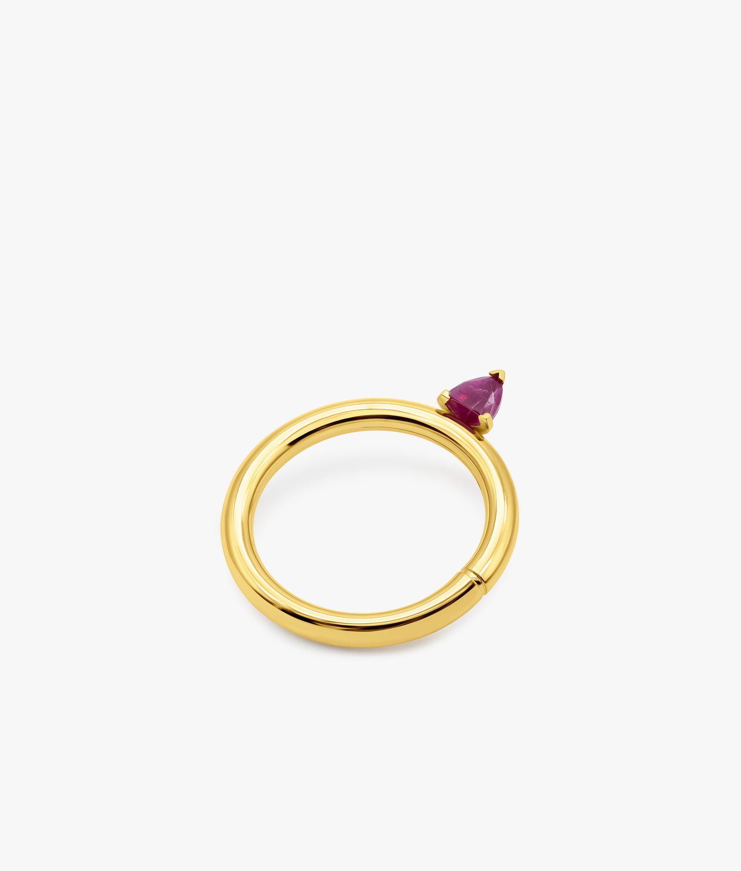 Half Cut Ruby Hoop Earring