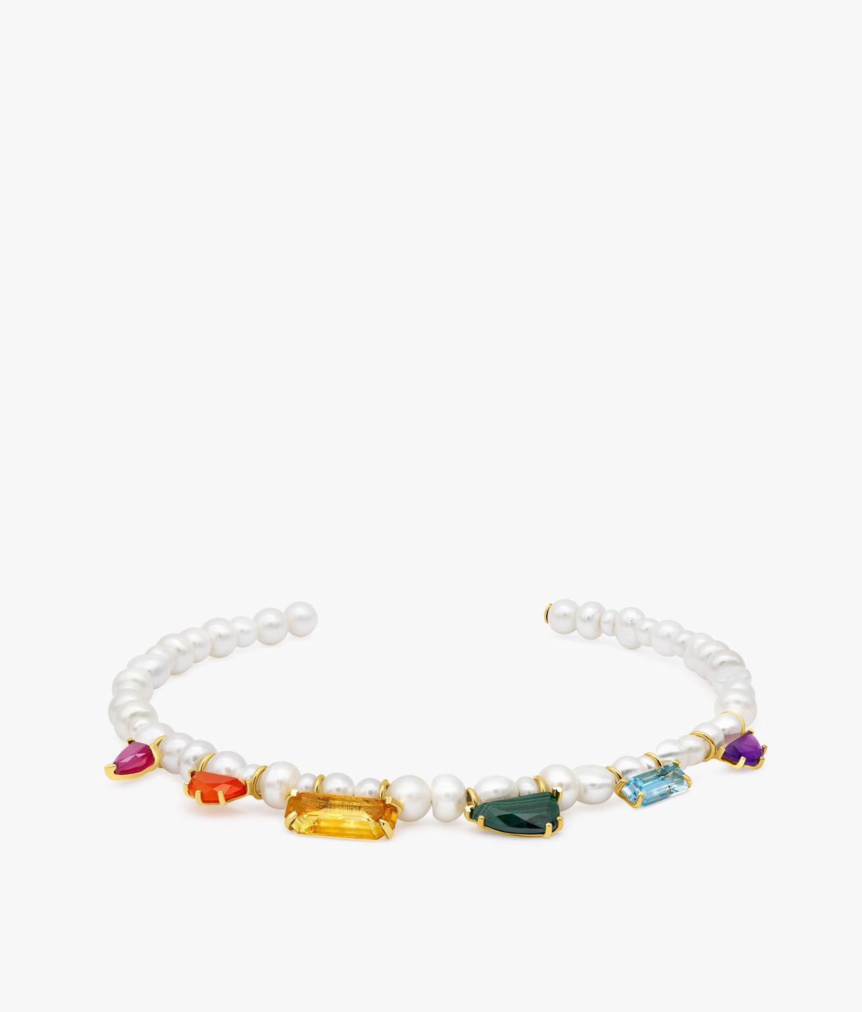 Half Cut Gems Choker with Pearls