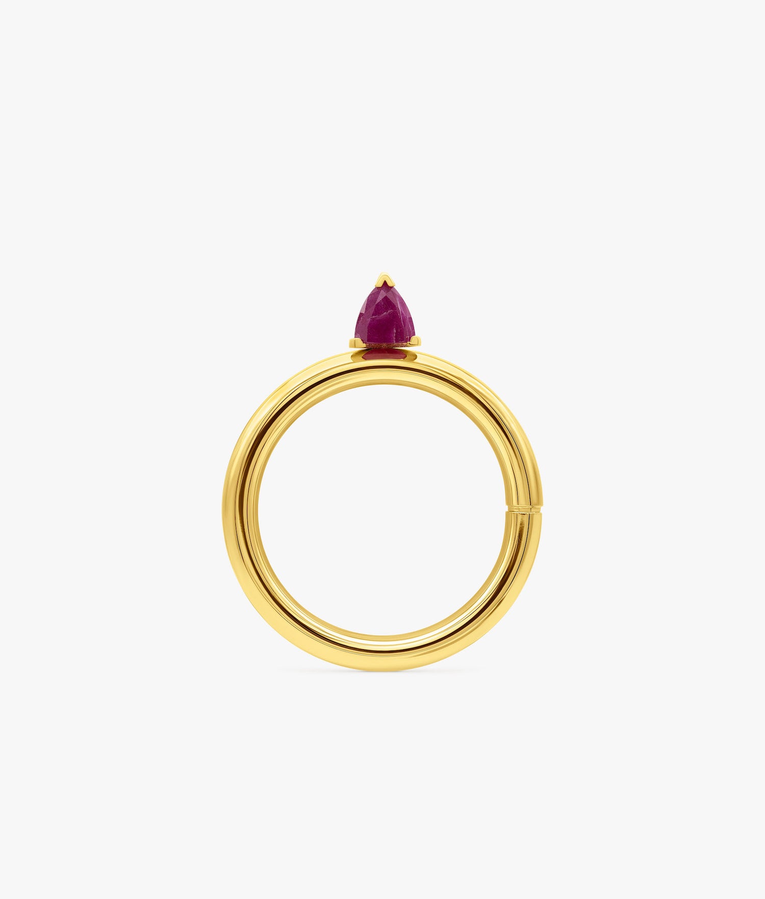 Half Cut Ruby Hoop Earring