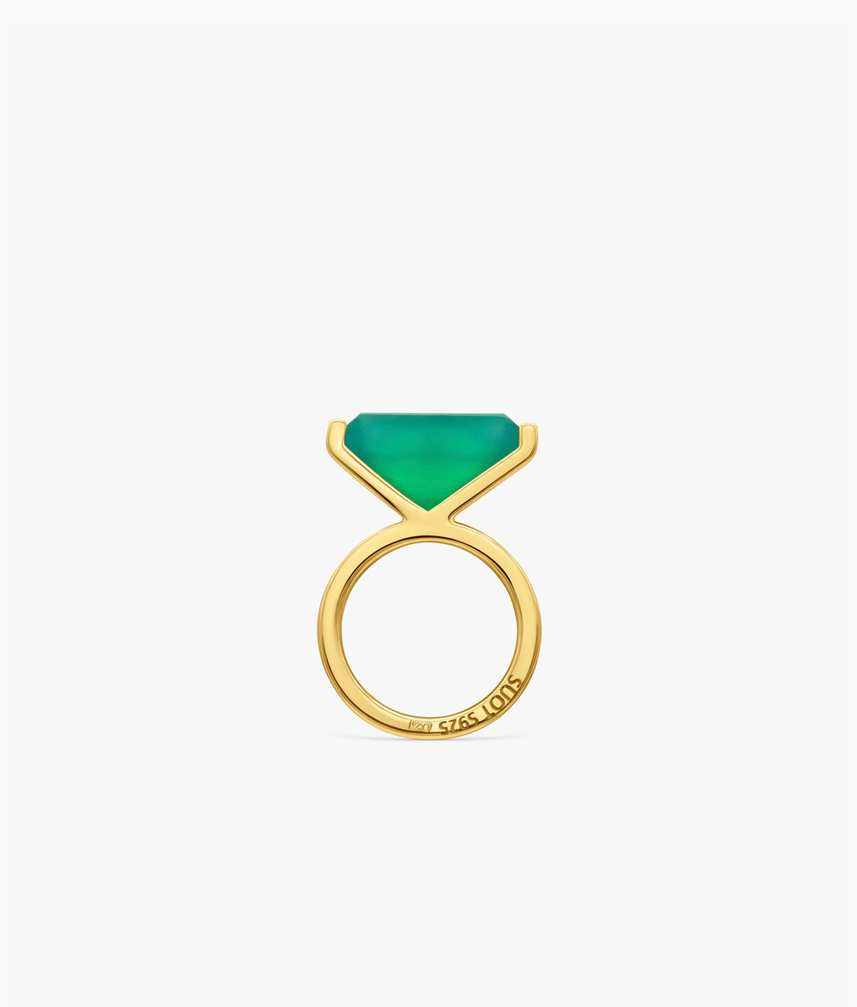 Half Cut Green Chalcedony Ring