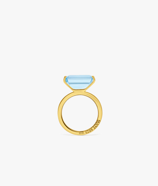 Half Cut Blue Topaz Ring