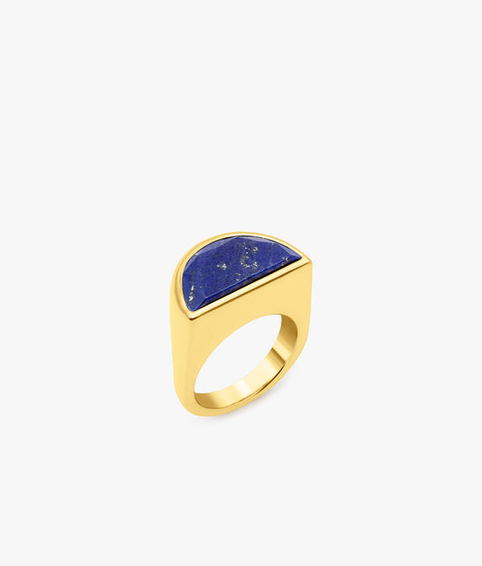 Half Cut Lapis Lazuli Signet Ring