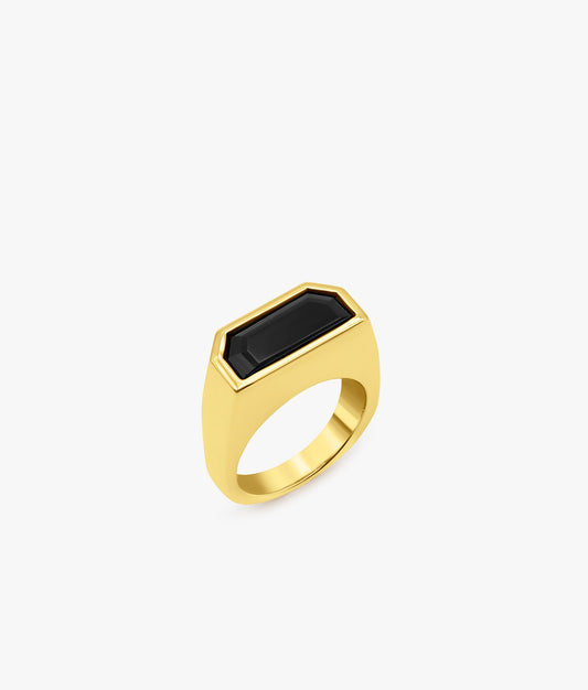 Half Cut Onix Signet Ring