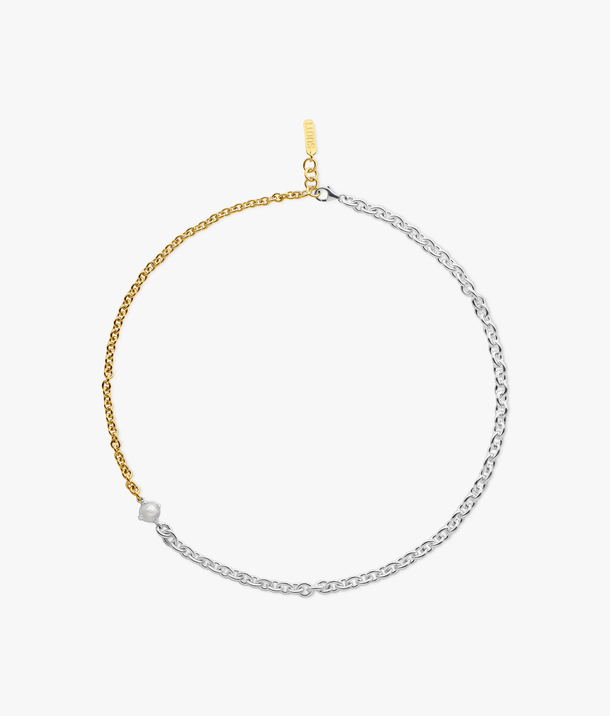 Collar de cadena encapsulada de plata chapada en oro Naked Pearls