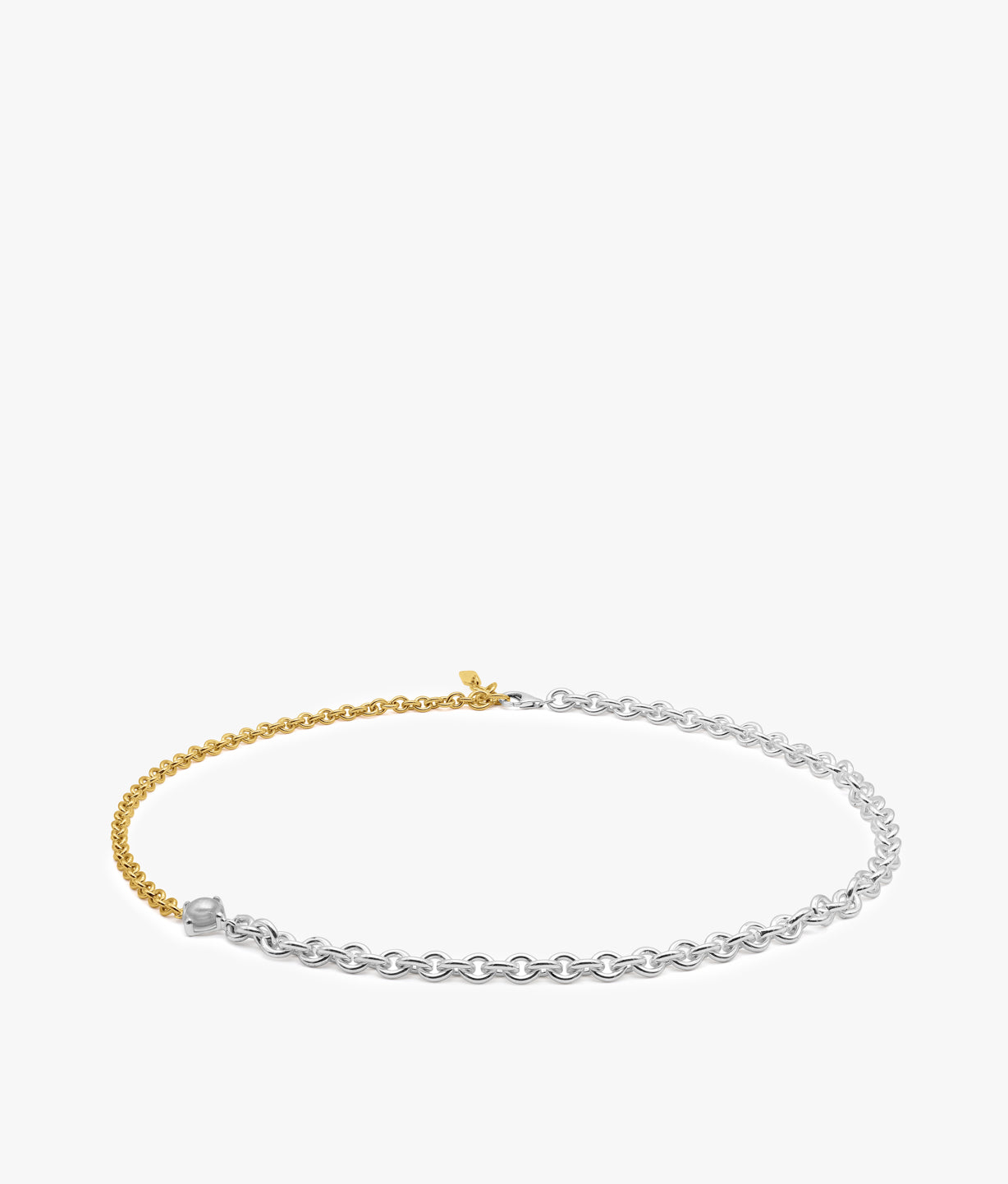 Collar de cadena encapsulada de plata chapada en oro Naked Pearls