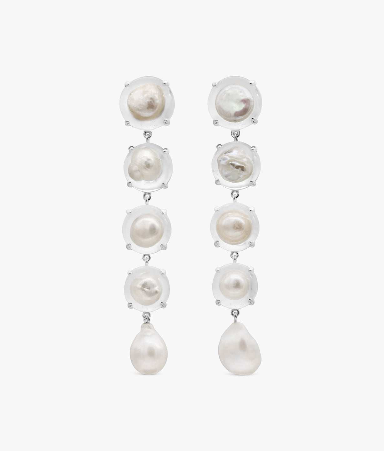 Naked Pearls Silver Encapsulated Long Earrings