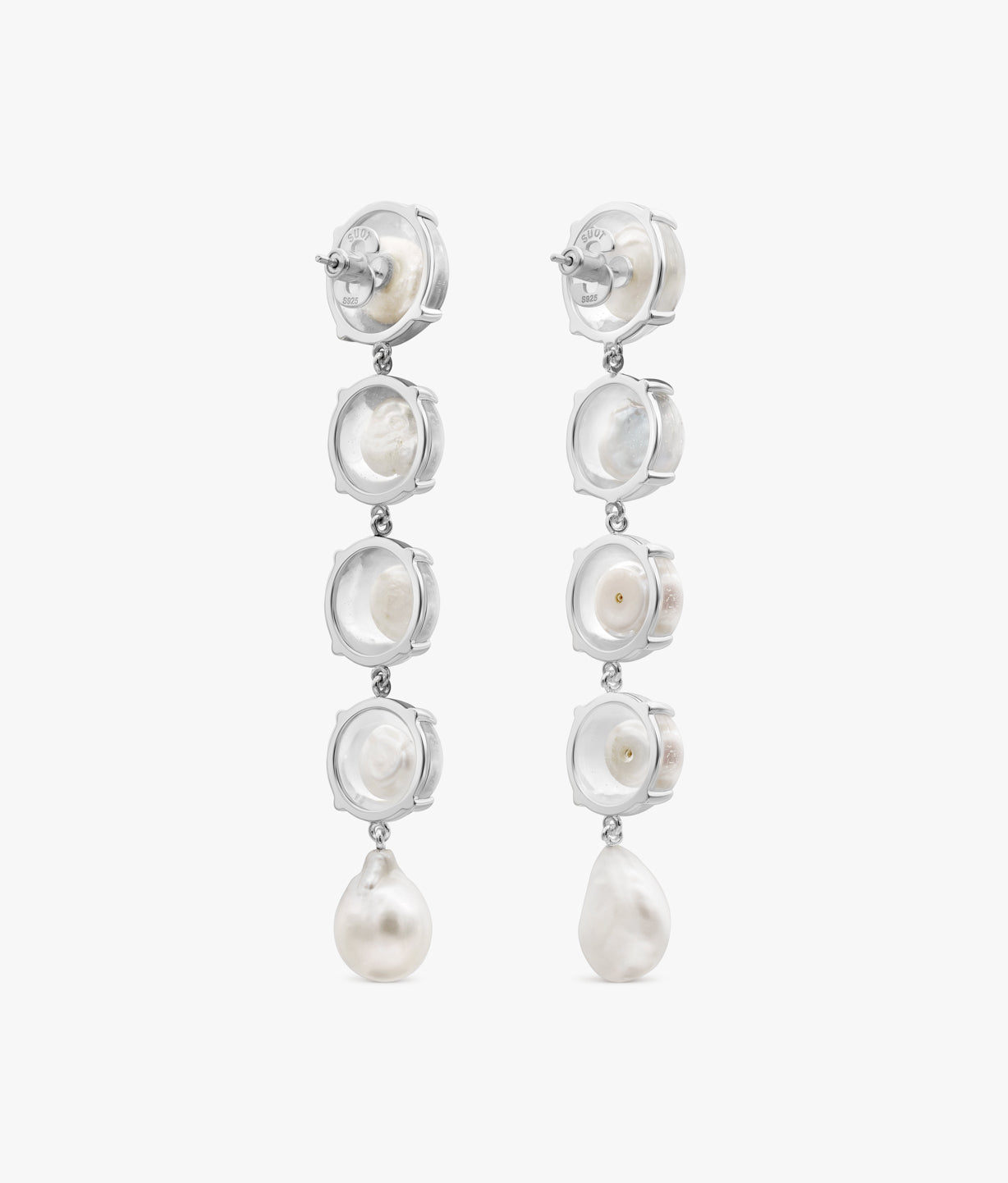Naked Pearls Silver Encapsulated Long Earrings