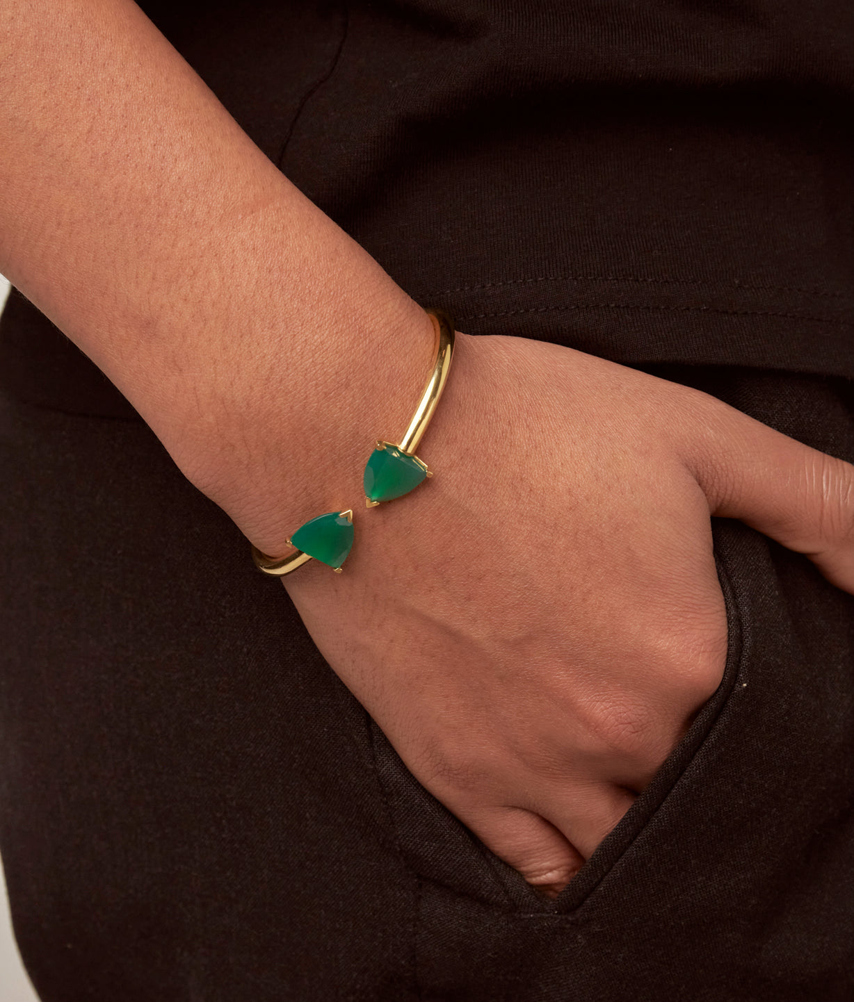 Half Cut Green Chalcedony Bracelet